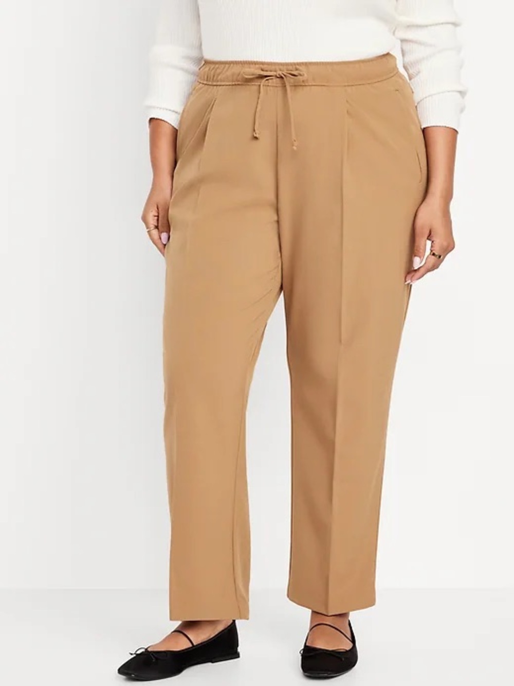 Old Navy Dark Camel Drawstring Tapered Trousers
